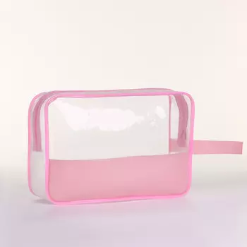 Косметичка на молнии, с ручкой, цвет розовый
