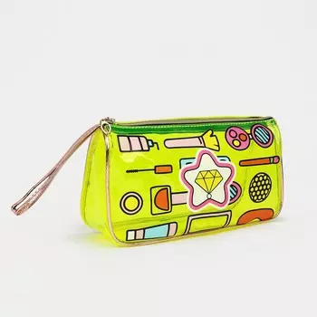 Косметичка на молнии, с ручкой, цвет желтый