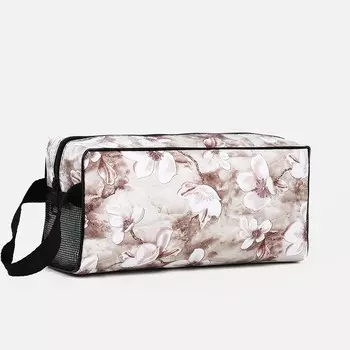 Косметичка на молнии, с сеткой, цвет бежевый