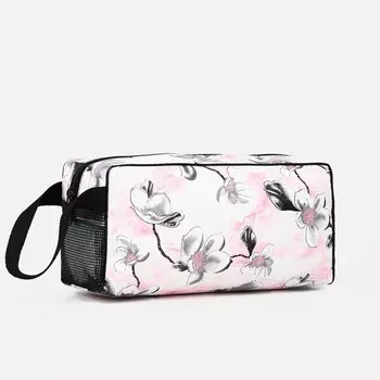 Косметичка на молнии, с сеткой, цвет розовый