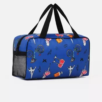 Косметичка на молнии, с сеткой, цвет синий