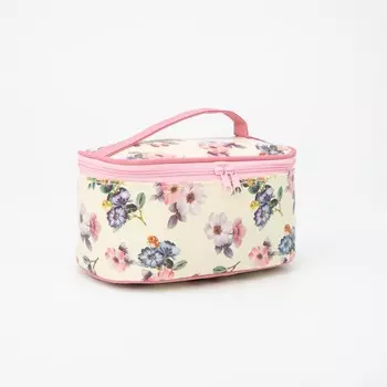 Косметичка на молнии, с зеркалом, цвет бежевый