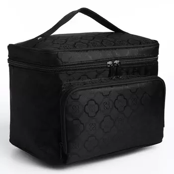 Косметичка на молнии, с зеркалом, цвет черный