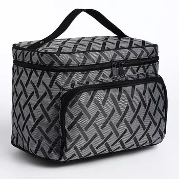 Косметичка на молнии, с зеркалом, с карманом, серая