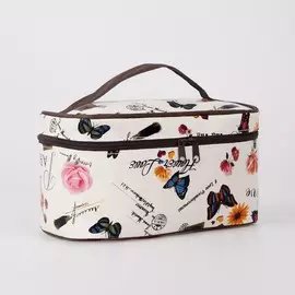 Косметичка на молнии, зеркало, цвет бежевый