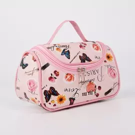 Косметичка на молнии, зеркало, цвет розовый