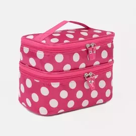 Косметичка на молниях, цвет розовый/белый