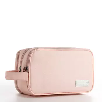 Косметичка, 3 отдела на молниях, цвет розовый