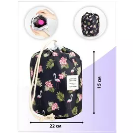 Косметичка на шнурке, с кошельком, цвет чёрный