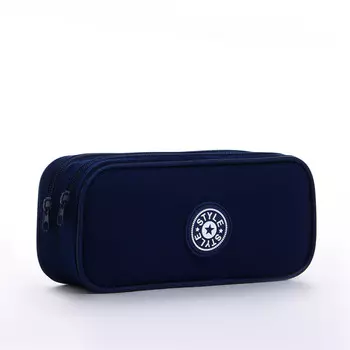 Косметичка-пенал на молнии с 2 отделами, синяя