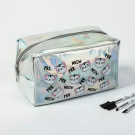 Косметичка-пенал meow, голографический пвх, 18х10х10 см