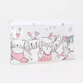 Косметичка-пенал на молнии, средний размер, с ярким рисунком, белая