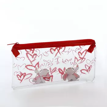 Косметичка-пенал на молнии, с ярким принтом, красная