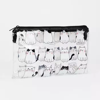 Косметичка-пенал на молнии, цвет прозрачный/черный