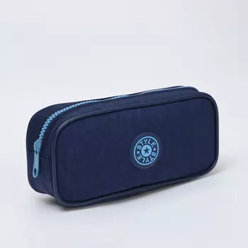 Косметичка-пенал на молнии, темно-синяя/голубая