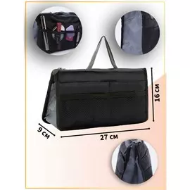 Косметичка-органайзер дорожная, на молниях, с ручками, черная