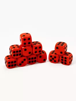 Кубики игральные, 1.41.4 см, набор 50 шт., красные