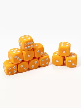 Кубики игральные, 1.61.6 см, набор 50 шт., желтые