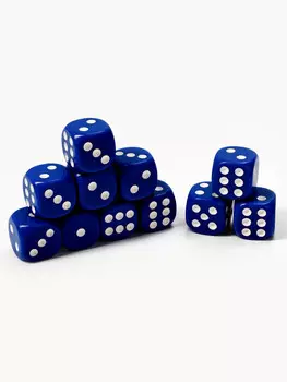 Кубики игральные, 1.61.6 см, набор 50 шт., синие
