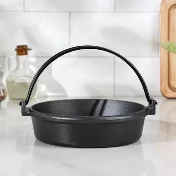 Котелок, 205.5 см, с ручкой, чугун, черный
