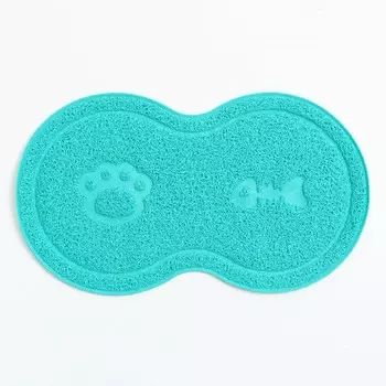 Коврик 2-в-1 под миску/туалет для животных два круга, 47 х 26 см, бирюзовый