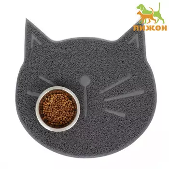 Коврик 2-в-1 под миску/туалет животных 3838 см серый