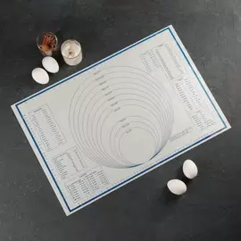 Коврик для выпечки и раскатки теста с разметкой, армированный, силикон, 5938.5 см, белый