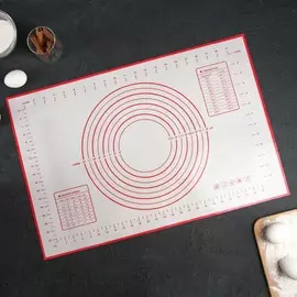 Коврик для выпечки и раскатки теста с разметкой, армированный, силикон, 4060 см, белый