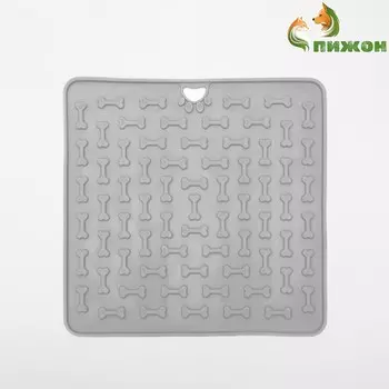 Коврик для лизания на присосках 18,5 х 18,5 см, tpe, серый