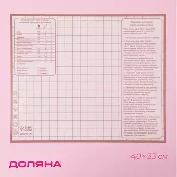 Коврик для выпечки армированный с разметкой доляна