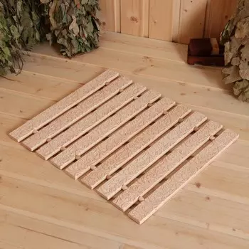 Коврик- сидушка для бани из липы, тиснение русские узоры, 42х35х1 см