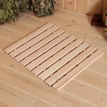 Коврик- сидушка для бани из липы, тиснение плетенка, 42х35х1 см