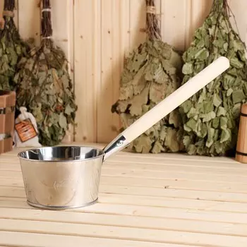 Ковш - черпак для бани и сауны, 1.5 л, нержавеющая сталь, деревянная ручка,