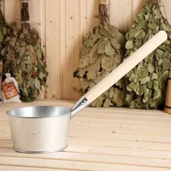 Ковш - черпак для бани и сауны, 1.5 л, оцинкованная сталь деревянная ручка,