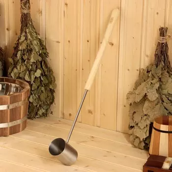 Ковш - черпак для бани и сауны, 275 мл, деревянная ручка, 60 см,