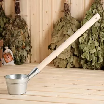 Ковш - черпак для бани и сауны, 500 мл, сталь, деревянная ручка,