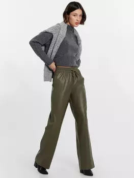 Кожаные брюки женские хаки
