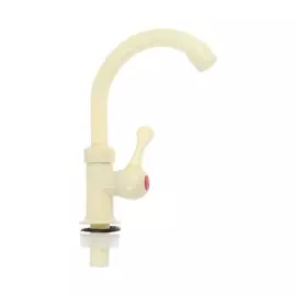 Кран на одну воду zein z2020, плоская ручка, пластик, r-образный излив, цвет