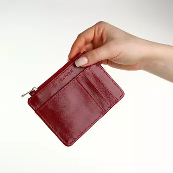 Картхолдер с монетницей на молнии textura, цвет красный