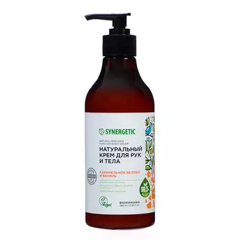 Крем для рук и тела натуральный synergetic карамельное яблоко и ваниль, 380 мл