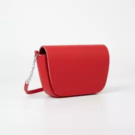 Сумка-мессенджер на клапане, длинный ремень, цвет красный