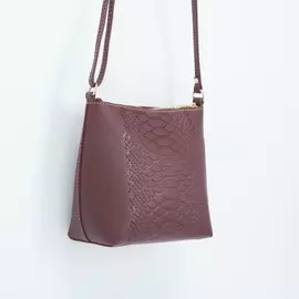 Кросс-боди, отдел на молнии, наружный карман, длинный ремень, цвет бордовый