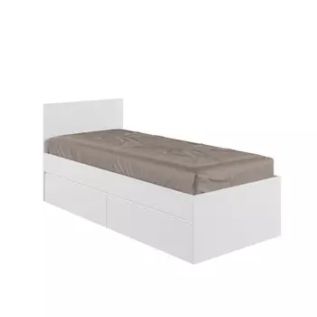 Кровать 900 с ящиками и основанием мадера, с/м 900х2000, белый