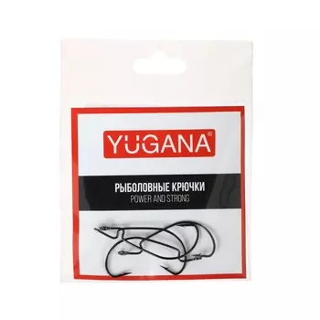 Крючки офсетные yugana wide range worm big eye, № 2, 4 шт.