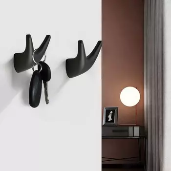 Крючок мебельный cappio goat, двухрожковый, цвет черный, 3 шт