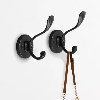 Крючок мебельный cappio grace, двухрожковый, цвет черный, 4 шт.