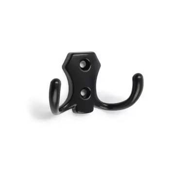 Крючок мебельный тундра км201bl, двухрожковый, черный