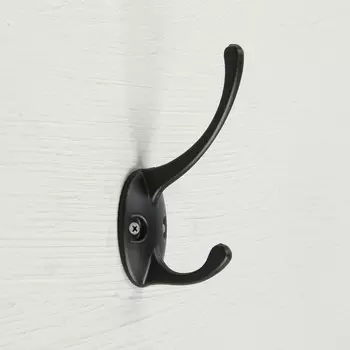 Крючок мебельный тундра tkd002 light, двухрожковый, черный