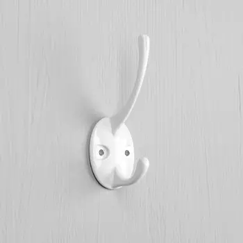 Крючок мебельный тундра tkd=002 light, двухрожковый, белый