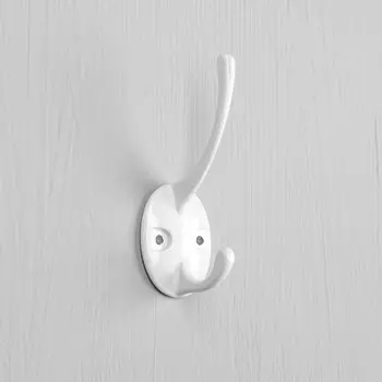 Крючок мебельный тундра tkd=002 light, двухрожковый, белый, 4 шт. tmp